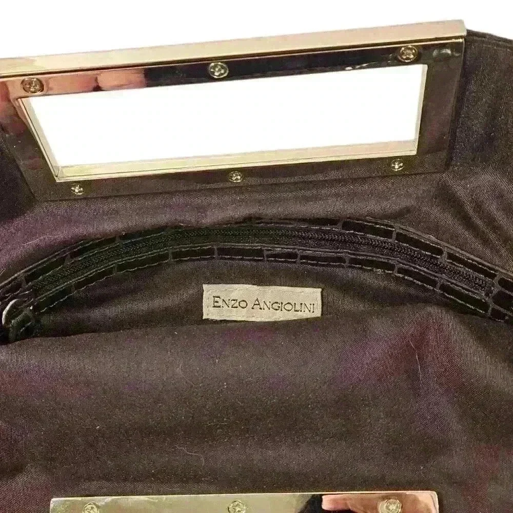 Enzo Angiolini Plum / Black Faux Snakeskin - SUPER SOFT LEATHER - Clutch Handbag